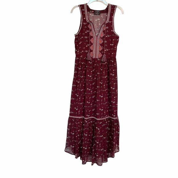 Ulla Johnson x Barney's New York Leena Embroidered Burgundy Silk Midi Dress 6 - Picture 4 of 10